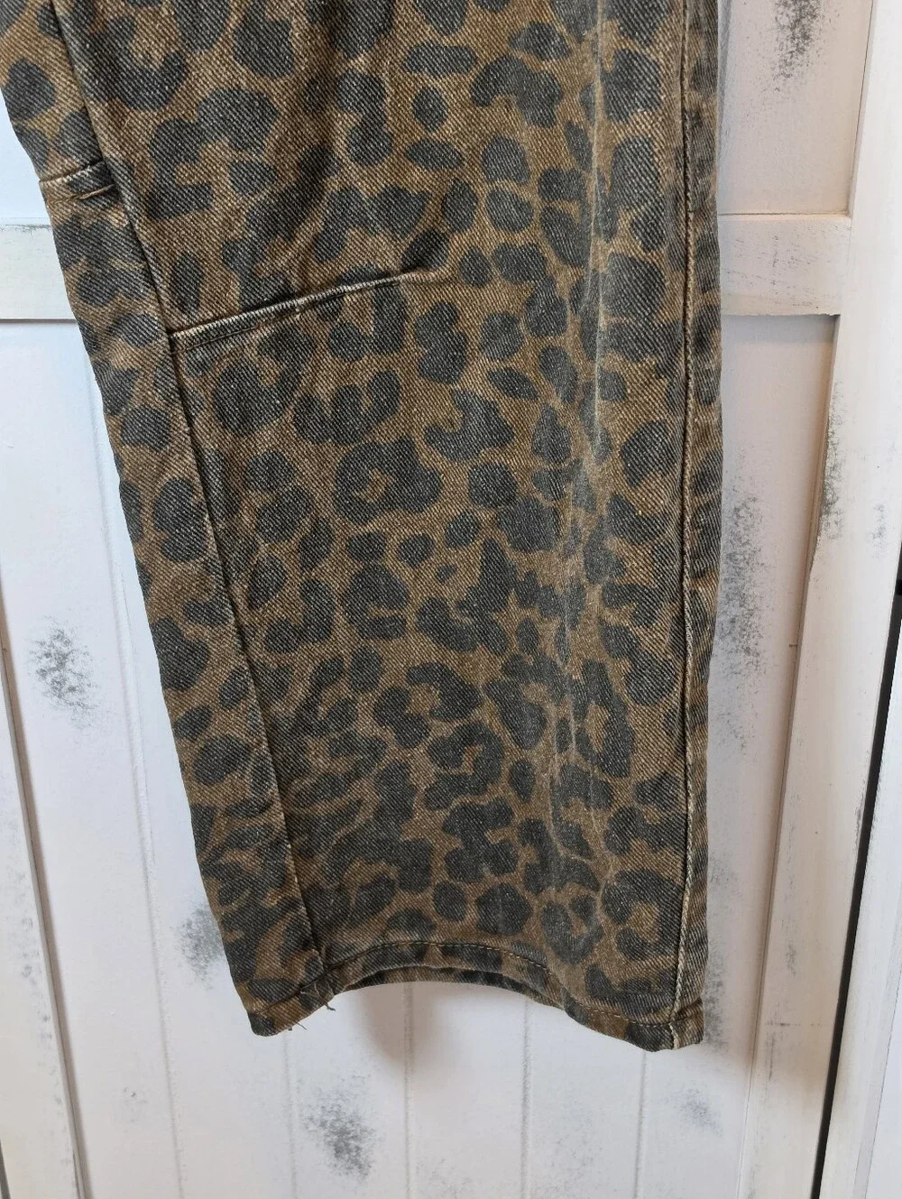 Haptics Leopard Print Drawstring Barrel Jeans
